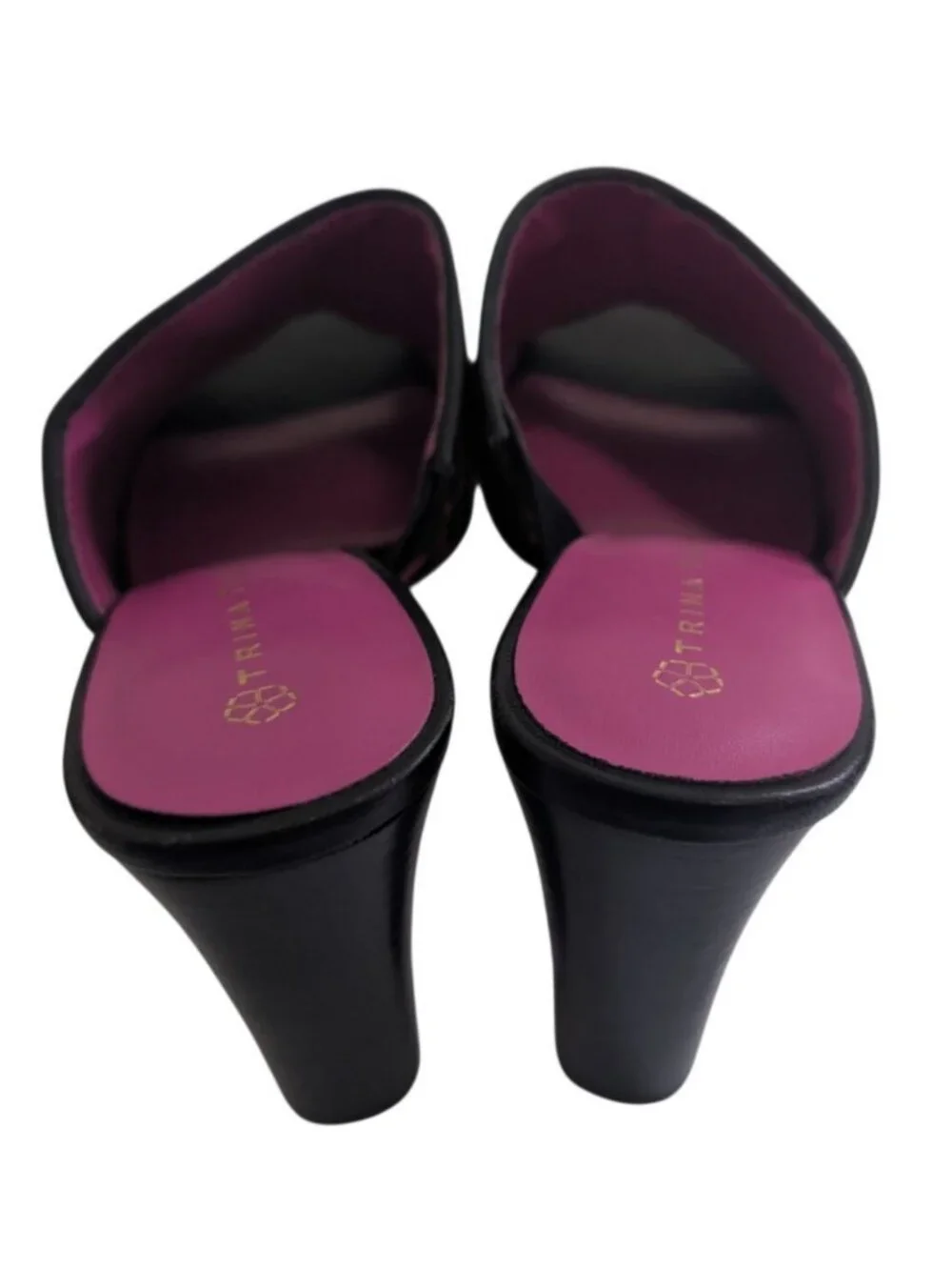 Trina Turk Leopard Luxe Calf Hair Block Heel Mule Sandals Neon Pink Orange Sz 8 - Picture 7 of 8